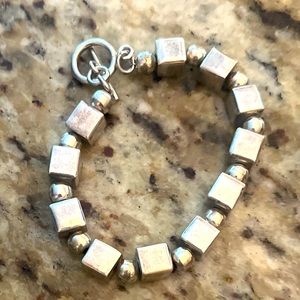 Estate Vintage Silver Tone Beaded Bracelet